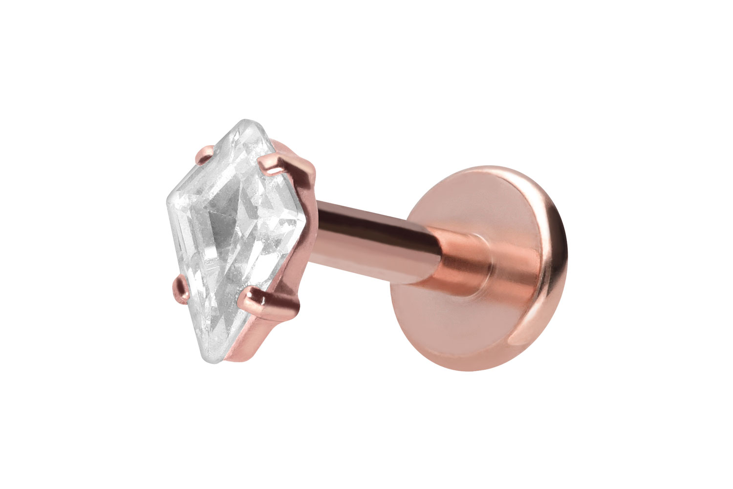 Titan Labret Piercing mit Innengewinde KRISTALLRAUTE